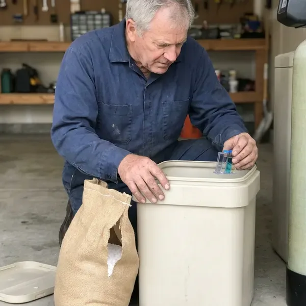 BKN Plumbing technician providing water softener maintenance in Portland, ME